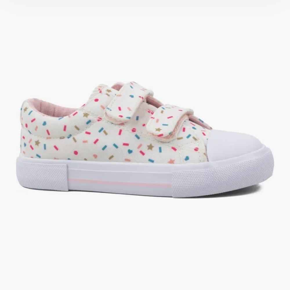 Emma New York White Sprinkle Low Top Sneaker Velcro Pink Interior Size 9